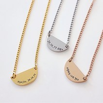 [당일발송 + 케이스증정] 샤이니유 반원 아기미아방지목걸이 써지컬스틸 아기돌선물, 3단계, 친절한 글씨체, 1.골드