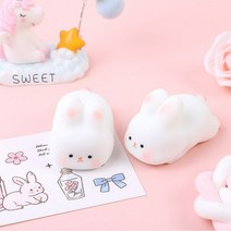 말랑말랑 귀요미 화이트 토끼 말랑이 모찌 토끼 스퀴시 주물럭 클레이 슬라임, 3개