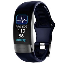 RUIJIE P11 스마트밴드 ECG PPG 심전도 심박수 혈압 혈중산소 한국어APP 알림지원, 다크블루