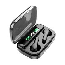 GHSHOP 블루투스 5.1 TWS LED 스크린 디스플레이 인이어 HiFi 9D 스포츠용 프리미엄 사운드 무선 이어버드, 4.48x3.70x1.77inch, ABS 플라스틱, 화이트