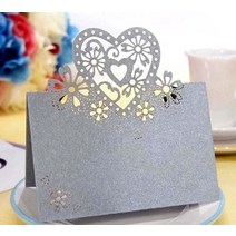 50pcs 레이저 컷 하트 모양 장소 카드 웨딩 파티 테이블 홈 용품에 대 한 결혼식 이름, 06 Silver