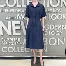 BCBG NC13 여름 오픈카라 밴딩 반팔 원피스 B2C7O663