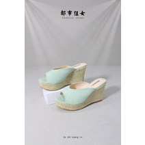 여성 슬리퍼 웨지힐 스웨이드 통굽 키높이