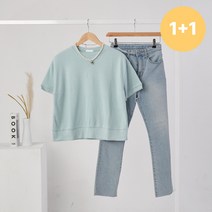 바이미쓰리 / [1+1] [당일출고] 코지 코튼 반팔 맨투맨 티셔츠