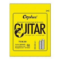 orphee 1 세트 어쿠스틱 기타 스트링 육각형 코어 8 니켈 전체 청동 밝은 톤 앰프 엑스트라 라이트 엑스트라 라이트 미디엄, TX630