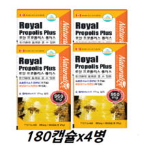 네추럴라이즈 로얄 프로폴리스 180캡슐 6개월분 /프로폴리스 추출액+ 로얄제리분말/ 항산화작용 /캐나다 수입완제품, 180캡슐x4병