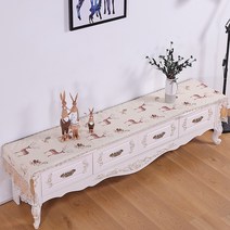 SKANDSALO 식탁보 레이스 패브릭아트 직사각형 거실 화장대 신발장 긴테이블 커버먼지방지 덮개천, T09-화이트, C03-40*240CM(적합 장롱 175-200CM)