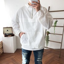 노멀핏 후드 반집업 스트링 아노락 3color