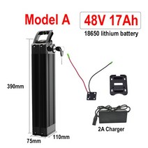 2인승전기자전거 실버 피쉬 18650 리튬 이온 배터리 전기 자전거 Fiets Accu Akku 및 36V 48V 11Ah 시, 09 Model A 48V 17Ah, 한개옵션1