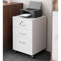 사무실 개인서랍 책상아래 잠금서랍장 이동식 서류함, 3단서랍 - 메이플 (36cm)