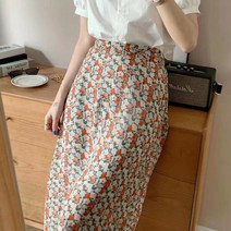 뒷밴딩스커트 패턴 플라워 롱스커트 데일리 편한치마