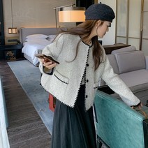 봄꽃 단추 패션 캐주얼 숏 여성 코트