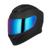 성인 남성과 여성을 위한 AUBOA 풀페이스 오토바이 헬멧 DOT 승인 틴트 바이저 모드, Matte Black, X-Large