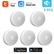 도시 가스 누출 탐지기 수소 디텍터 누설 경보기 복합 측정기 휴대용 검출기 조합 wifi gas smoke detector co sensor smart 일산화탄소 감지기 미터, 5개