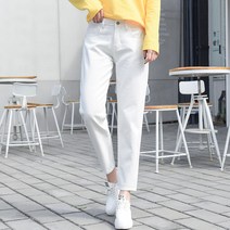 Makone 여성 청바지 화이트진