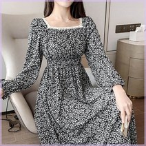 레이스 스퀘어넥 플라워 원피스 봄 여름 치마 빅사이즈 롱 루즈핏 가을 겨울 긴팔 여성 3U5 홈웨어 티 여자 드레스 셔츠 잠옷 실내복 파자마