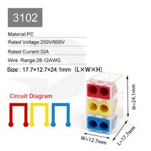 DIY GO 푸시 인 와이어 커넥터 범용 소형 도체 전기 배선 단자대 Led 라이트 정션 박스용, 3102_25 PCS