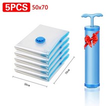 1/5/10pc 진공 보관 가방 침구 베개 수건 공간 보호기 여행 저장 가방 핸드 펌프 진공 가방 패키지, 5pcs 50X70