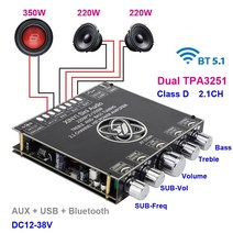 tpa3251 2220w + 350w 블루투스 전력 증폭기 보드 2.1 ch 클래스 d 서브우퍼 극장 오디오 스테레오 이퀄라이저 usb 사운드 카드 앰프, 앰프 32v5a