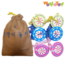월드토이 오색 줄팽이 실팽이 세트 팽이치기 집에서할수있는놀이 전통 민속 놀이 (6개+보관주머니)