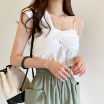 언발 숄더 매듭끈 나시 블라우스