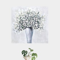 캔버스 유화 안개꽃화병 80x80 수작업 대형 유화액자