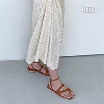 [에피소드블랑] 여성 엄지 스트랩 쪼리 레더 플랫 샌들 1cm