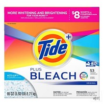Tide 타이드 플러스 블리치 가루 세탁 세제 오리지날 대용량 (2.71kg)