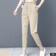 가바바 여성 바지 허리에 꽃 핀 린넨 바지 G49164
