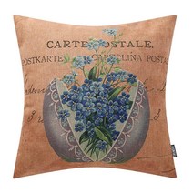 TRENDIN 행복한 부활절 홈 데코 장식용 쿠션 케이스 쿠션 커버 45.7 x 45.7cm 면 리넨 달걀과 토끼 PL425TR