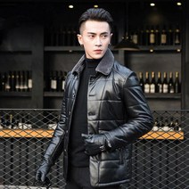 남자 무스탕 퀼팅 자켓 이닝 가죽 가죽 남성 조수 중년 양 가죽 남성 다운 재킷 겨울