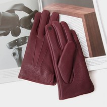 디카운티 남자 겨울 burgundy 사슴가죽 100% 장갑 스마트폰 터치 가죽 정장 캐주얼 패션 보온 방풍 방한