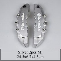 6색 M 사이즈 ABS 자동차 3D 디스크 브레이크 캘리퍼 커버 스티커 앞뒤 휠 유니버설 스타일 액세서리 2, 05 2Pcs M Size Silver