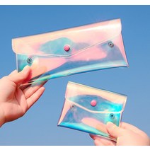 홀로그램 케이스 PVC 반 투명 필통 사각 20x9cm