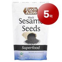 리암마켓 Foods Alive 푸드 얼라이브 슈퍼 푸드 오가닉 검은깨 씨 338g 1팩, 5팩