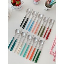 보겐 쌍띠에 수저 세트, 숟가락 + 젓가락, 샤틴 그린