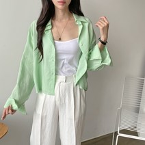 (세일)여성 데일리 버블 린넨 셔츠(민트)