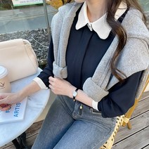 [마이더스비] 푸안 배색 쉬폰 블라우스