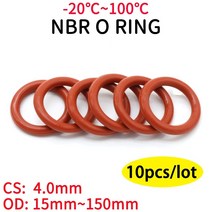 고무 오링 10pcs vmq o 링 씰 가스켓 두께 cs 4mm 외경 15 1세트, 외경 150mm 내경 142mm, 빨간색