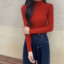 2022 봄가을 반폴라 숏 스웨터 이너셔츠 슬림 긴 소매 이너웨어 이너니트