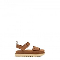 UGG 어그 for women 스웨이드 엠보싱 로고 샌들 골드스타 - 체스트넛