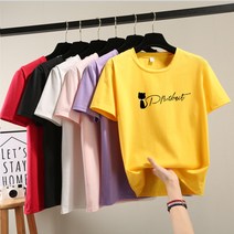 DFMEI 순면 화이트 반팔 티셔츠 여 여름 오버핏 라운드에옷감