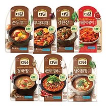 [제일제당] 다담 순두부/된장찌개 외 양념 10팩 세트, (냉장) 다담 바지락순두부찌개 x 5개 + 부대찌개, x 5개