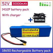 52V 30000mah 14S2P 배터리 팩 18650 W 전기 자전거용 800 리튬 이온 bms가 있는 전자 스쿠터 밸런스 카, 03 58.8V 2A Charger