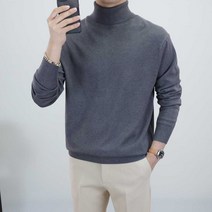 로코비전 남성 목폴라 니트 캐시미어 터틀넥 오버핏 부드러운 스웨터