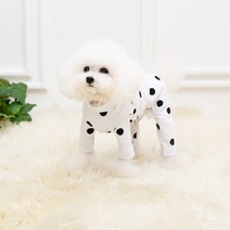 [펫디자인] 싱글 DOT 올인원 2colors 강아지옷 강아지올인원, 도트화이트