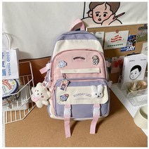 가방녀ins고등학생 중학생 초등학생 3 ~ 5 학년 및 6 학년 배낭의 귀여운 바람 한국판, 펜던트없이, 보라색