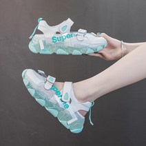 ZZJJC 스포츠 샌들 미디엄 인조 펀칭 송편 통굽 크리스털 슬립온