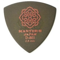[20장 세트]MASTER8 JAPAN D-801 폴리아세탈 삼각 0.8mm HARD GRIP 미끄럼 방지 가공 기타 픽 [D801S-TR080]