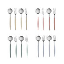 큐티폴 고아 파스텔 디저트 커트러리 2종 2인조 4colors, 도브블루